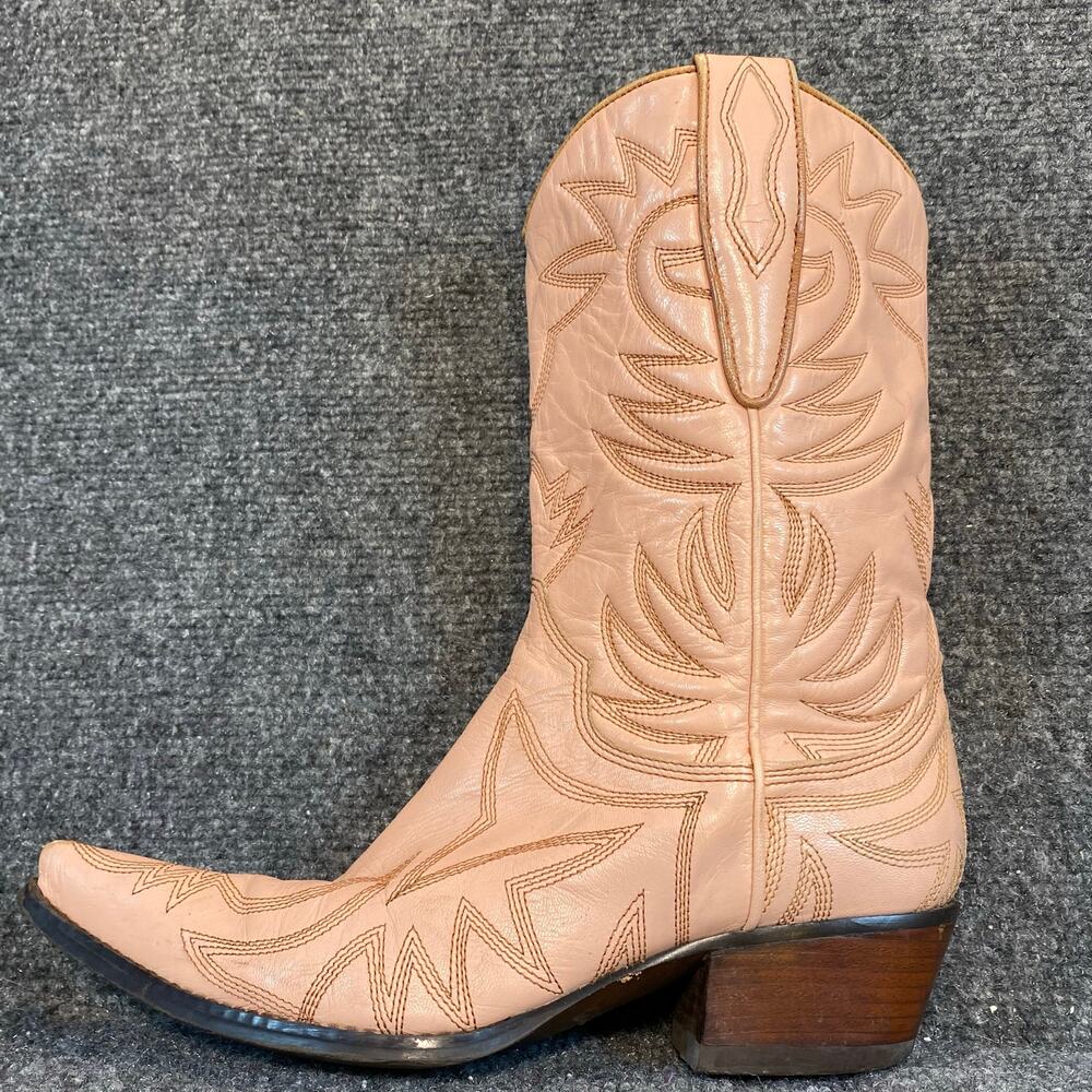 Guess Punk Womens 7.5 Pink Leather Western Mid Calf Cowgirl Boots Pointed Toe